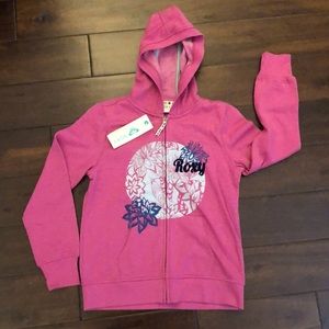 Pink Roxy hoodie, full zip  NWT! Size 10-12